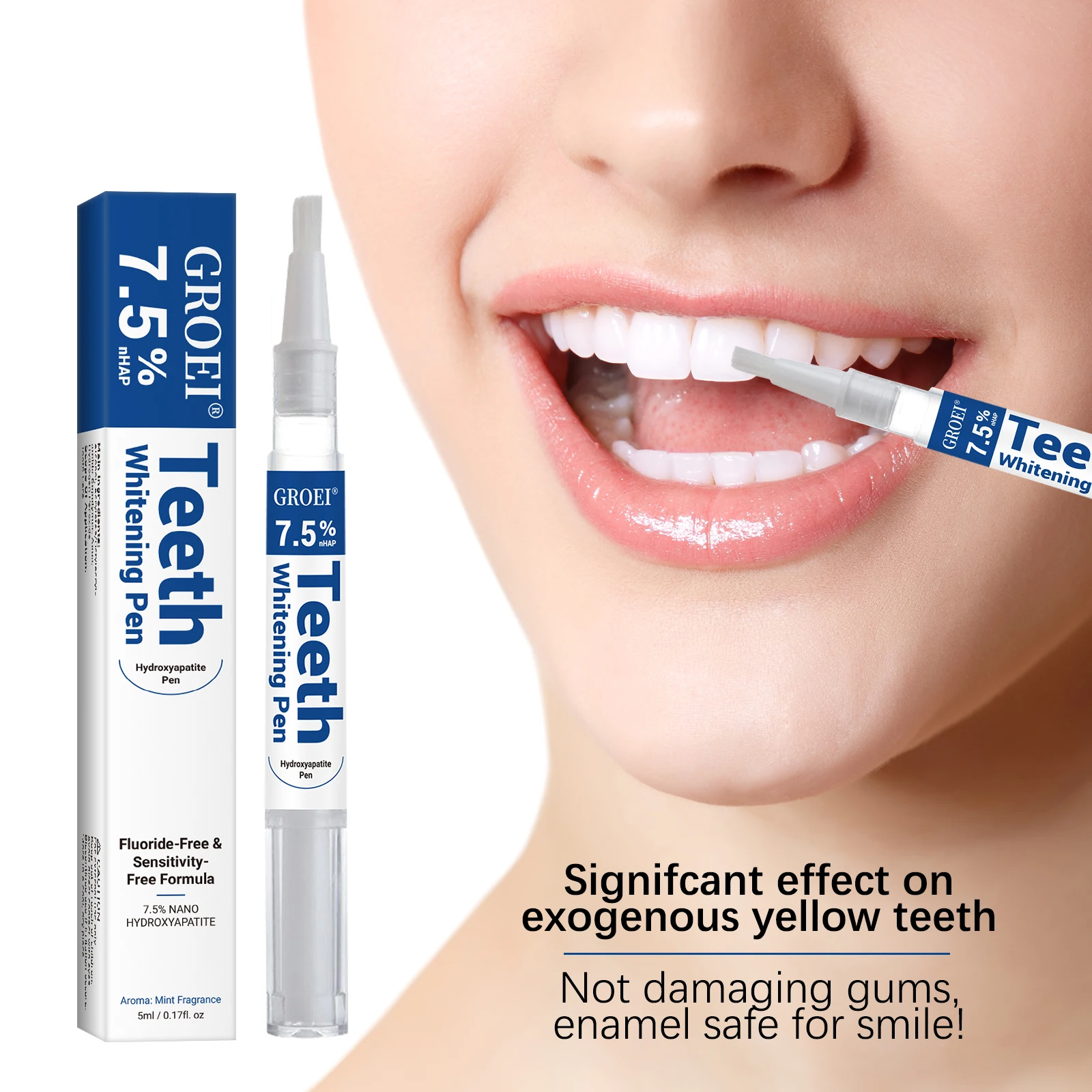 Teeth Whitening Q&M - Caneta branqueadora de dente hidroxapatite, caneta