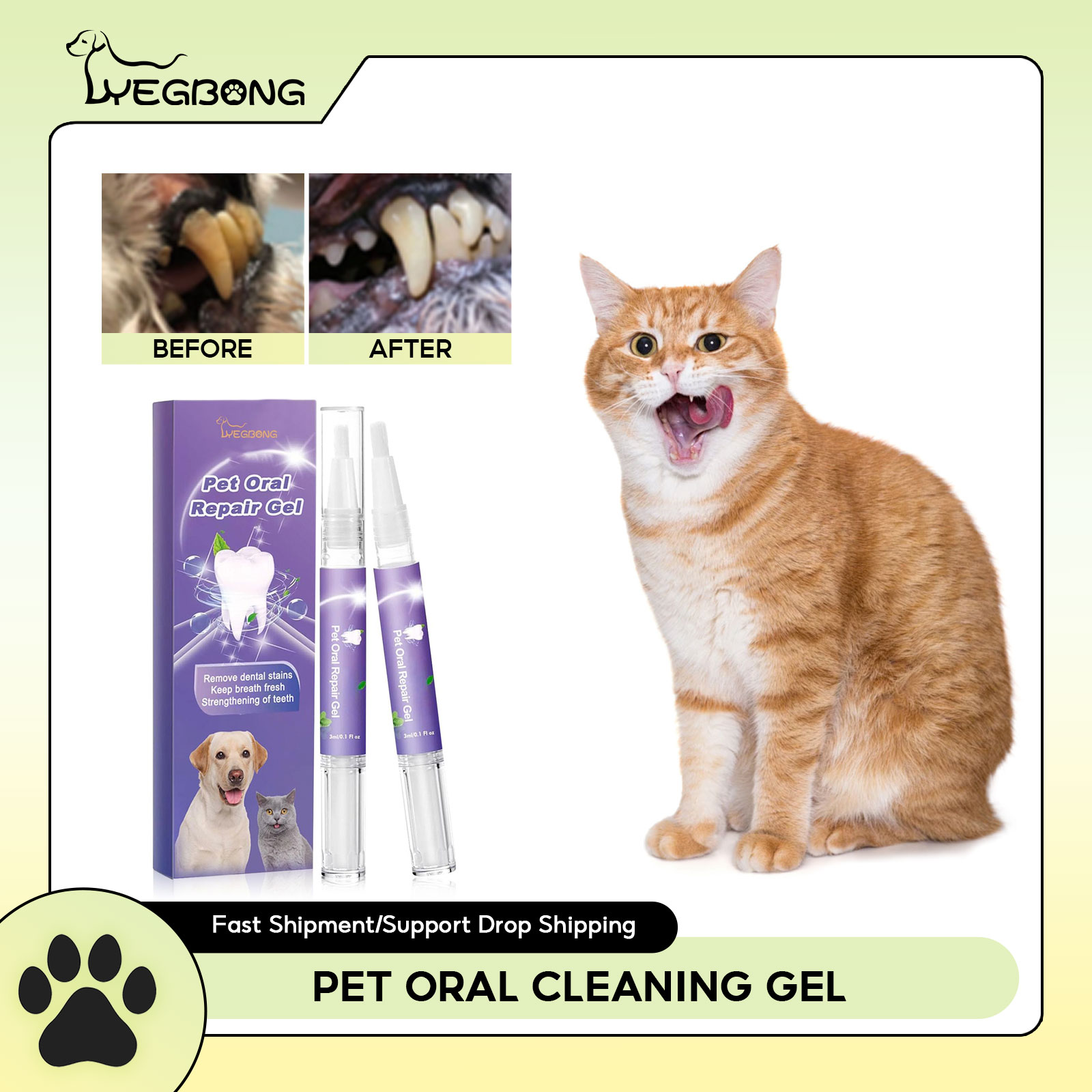 Teeth Whitening Q&M - Gel de reparação oral para animais