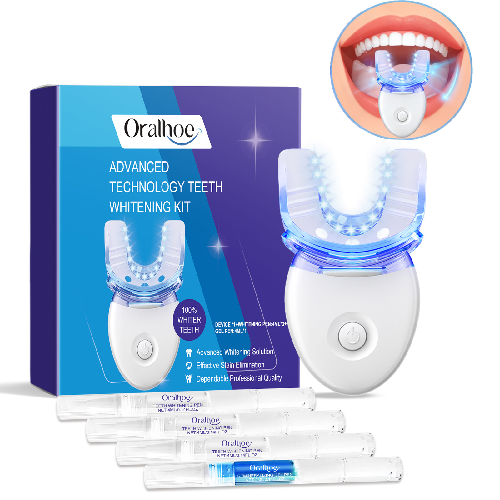Teeth Whitening Q&M - Kit profissional de luz led para